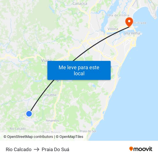 Rio Calcado to Praia Do Suá map
