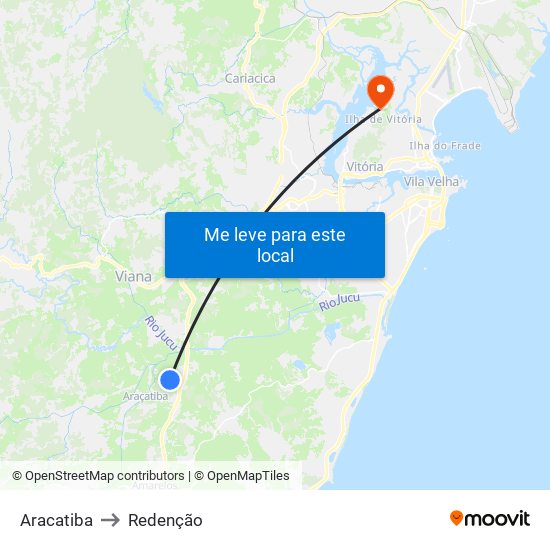 Aracatiba to Redenção map