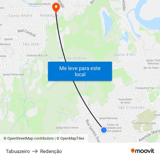 Tabuazeiro to Redenção map