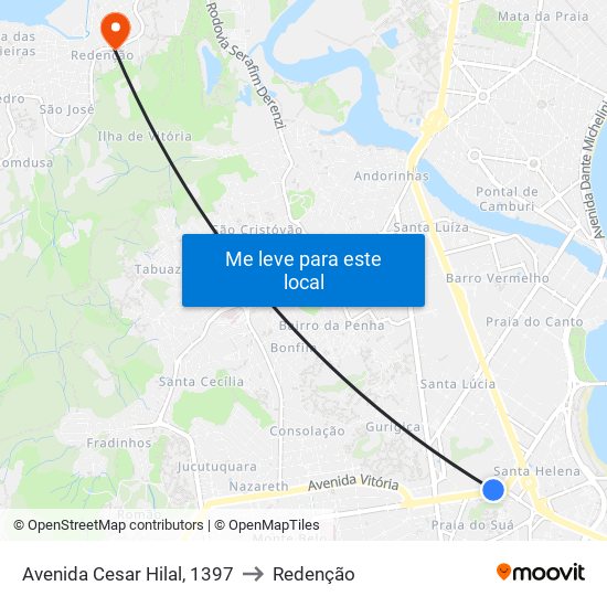 Avenida Cesar Hilal, 1397 to Redenção map