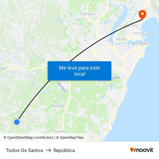 Todos Os Santos to República map