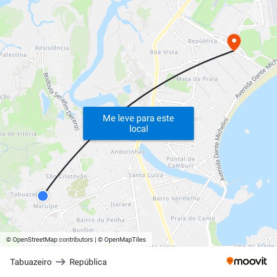 Tabuazeiro to República map