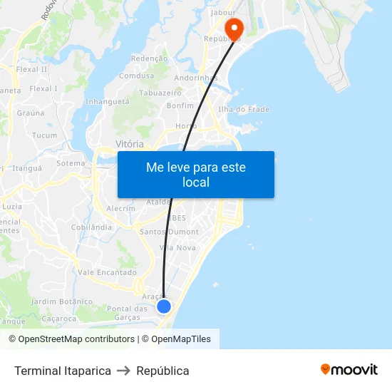 Terminal Itaparica to República map
