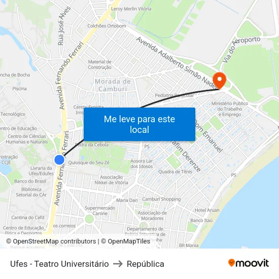 Ufes - Teatro Universitário to República map