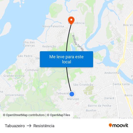 Tabuazeiro to Resistência map