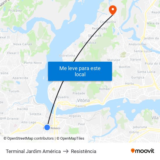 Terminal Jardim América to Resistência map