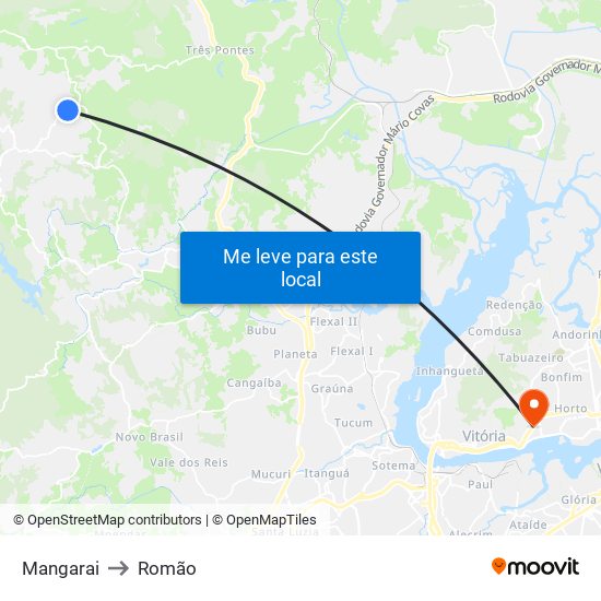 Mangarai to Romão map