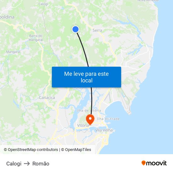 Calogi to Romão map