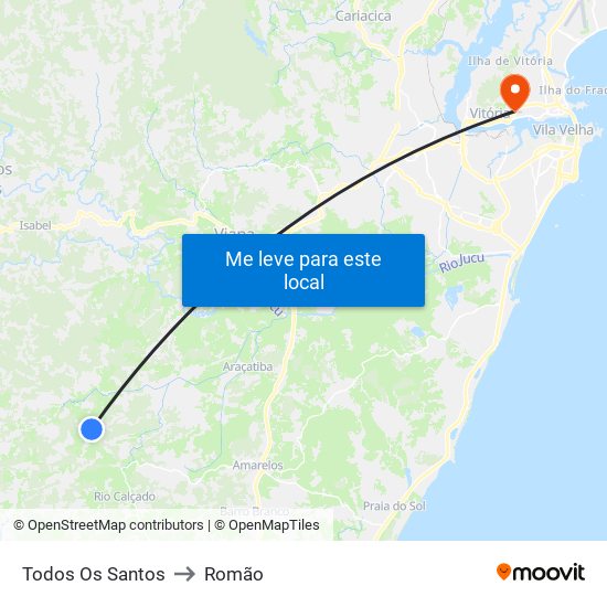 Todos Os Santos to Romão map