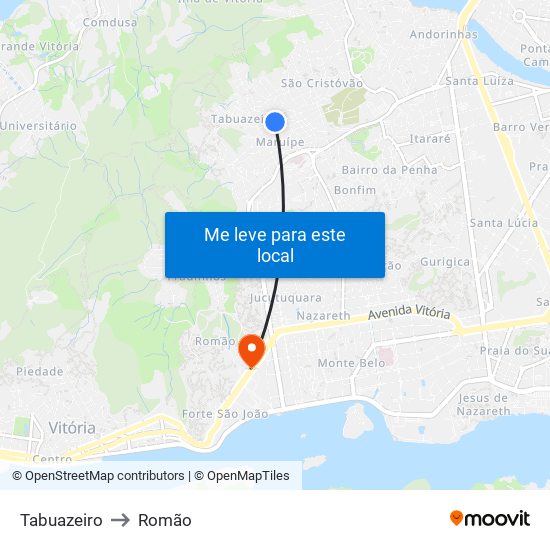 Tabuazeiro to Romão map