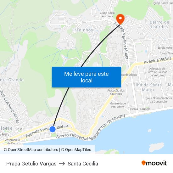Praça Getúlio Vargas to Santa Cecília map