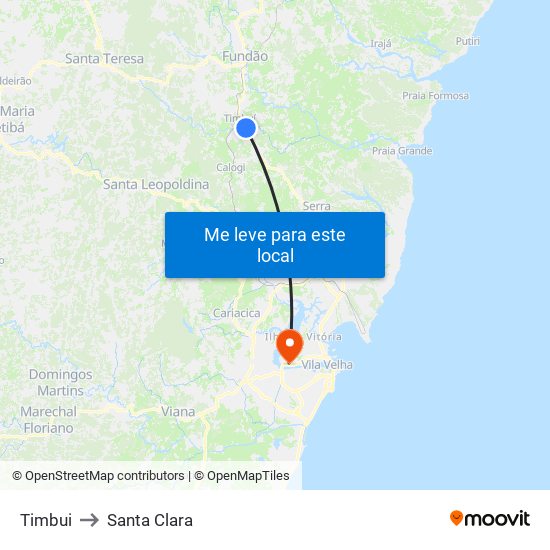 Timbui to Santa Clara map