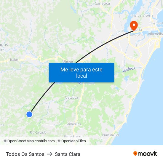 Todos Os Santos to Santa Clara map