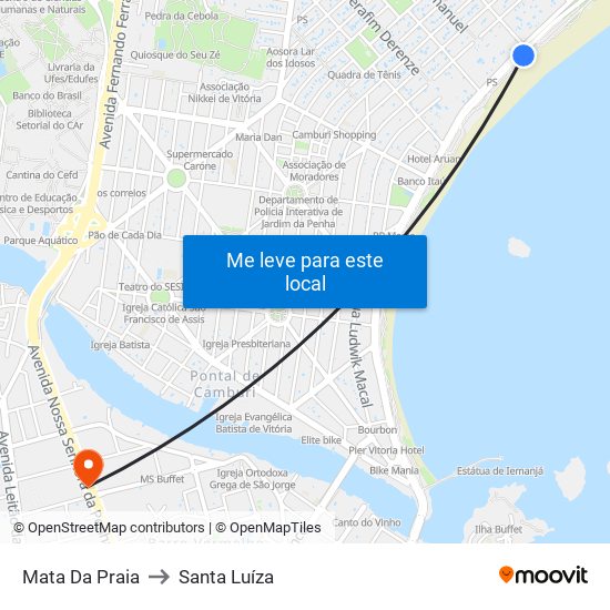 Mata Da Praia to Santa Luíza map