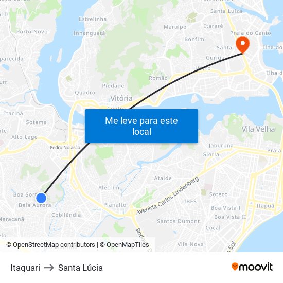 Itaquari to Santa Lúcia map