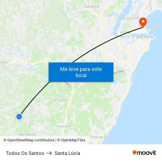 Todos Os Santos to Santa Lúcia map