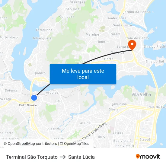 Terminal São Torquato to Santa Lúcia map