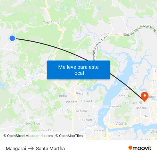 Mangarai to Santa Martha map
