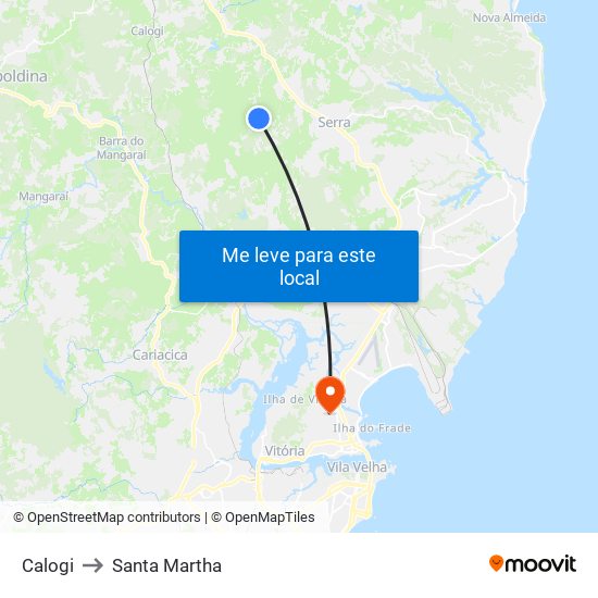 Calogi to Santa Martha map