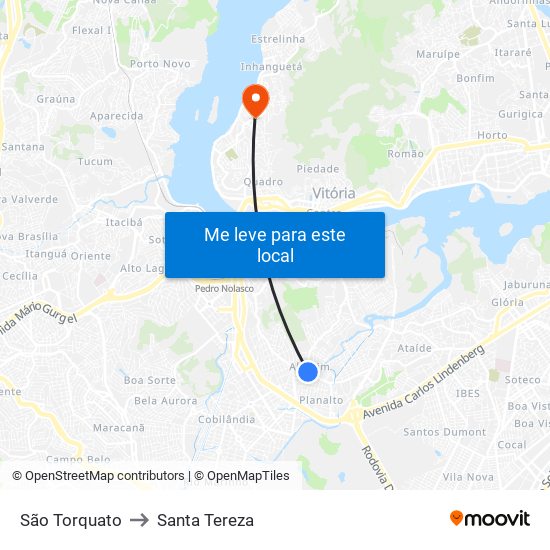 São Torquato to Santa Tereza map