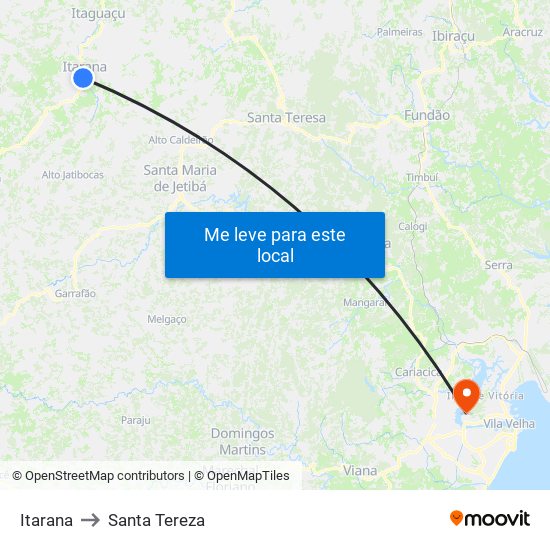 Itarana to Santa Tereza map
