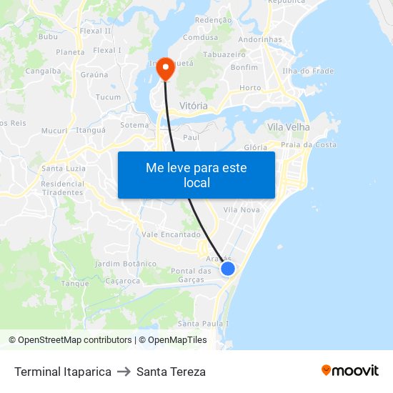 Terminal Itaparica to Santa Tereza map