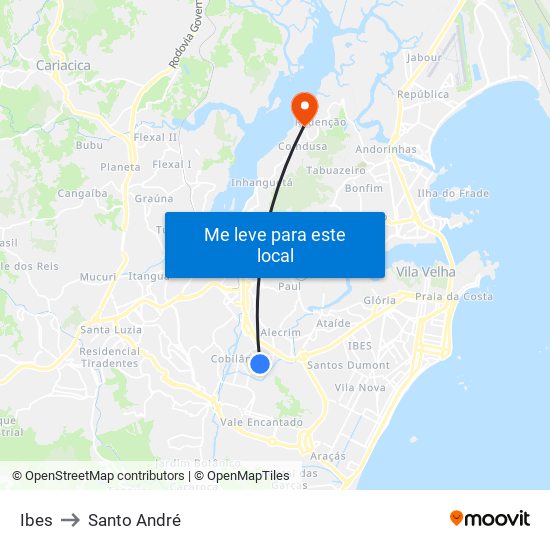 Ibes to Santo André map