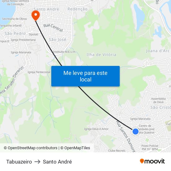 Tabuazeiro to Santo André map