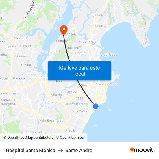 Hospital Santa Mônica to Santo André map