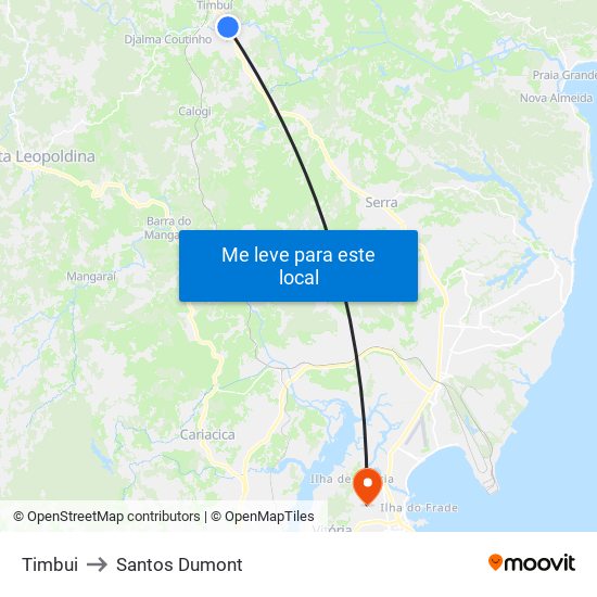 Timbui to Santos Dumont map