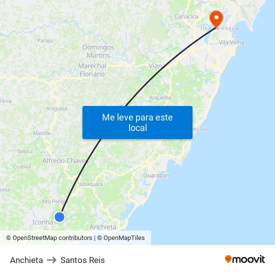 Anchieta to Santos Reis map