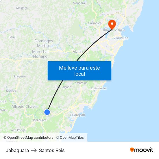 Jabaquara to Santos Reis map