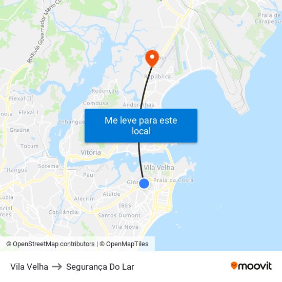 Vila Velha to Segurança Do Lar map