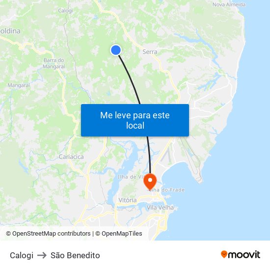 Calogi to São Benedito map