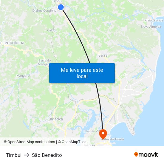 Timbui to São Benedito map