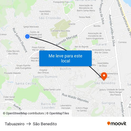 Tabuazeiro to São Benedito map
