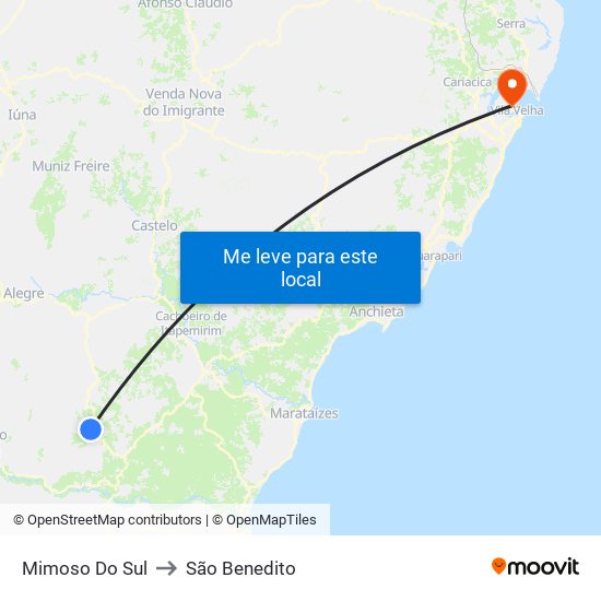 Mimoso Do Sul to São Benedito map