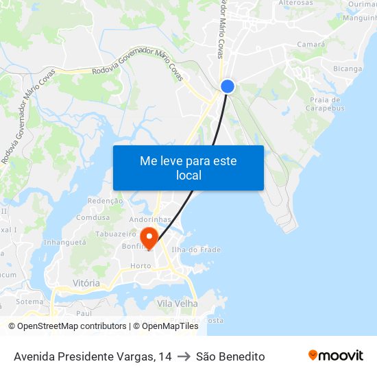 Avenida Presidente Vargas, 14 to São Benedito map