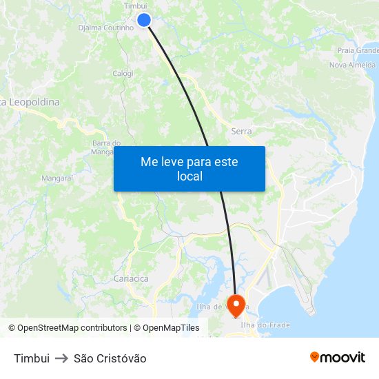 Timbui to São Cristóvão map