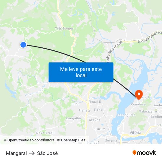Mangarai to São José map