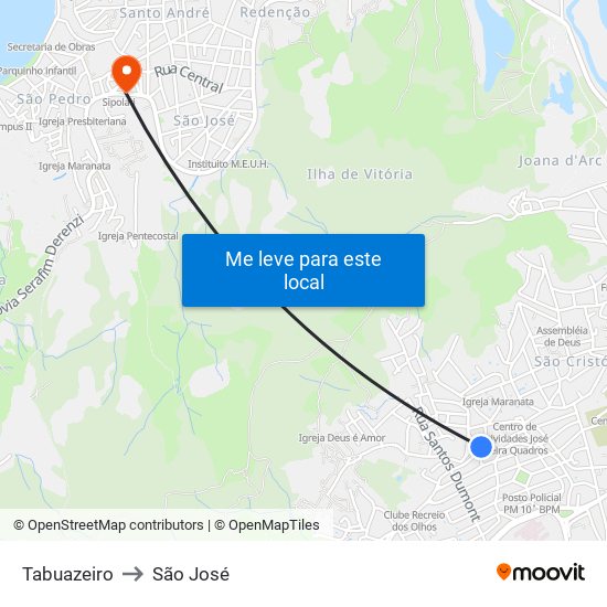 Tabuazeiro to São José map