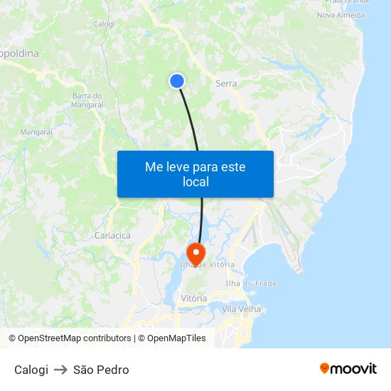 Calogi to São Pedro map