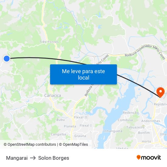 Mangarai to Solon Borges map