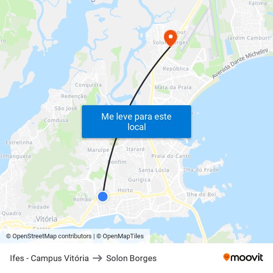 Ifes - Campus Vitória to Solon Borges map