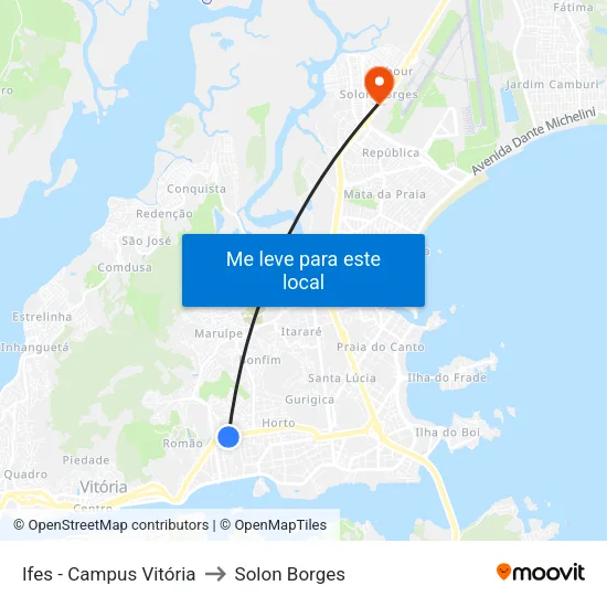 Ifes - Campus Vitória to Solon Borges map
