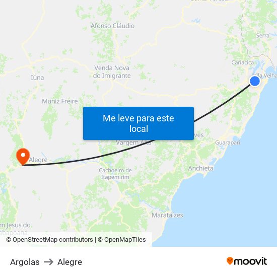Argolas to Alegre map