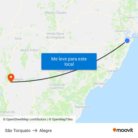 São Torquato to Alegre map