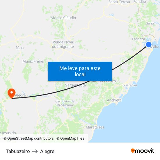 Tabuazeiro to Alegre map