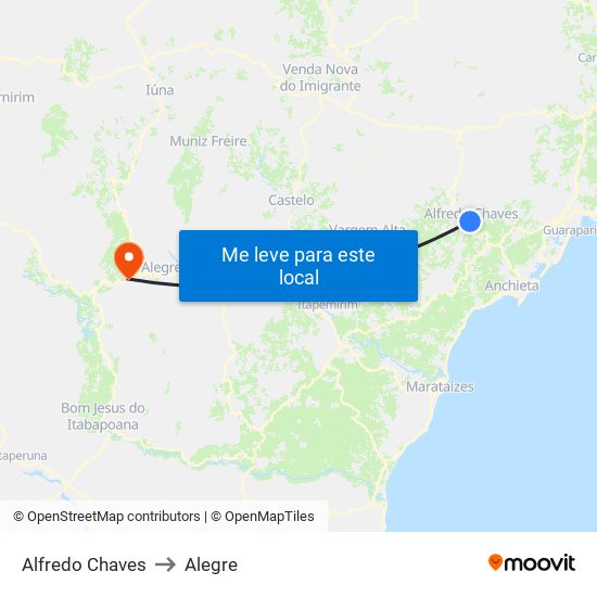 Alfredo Chaves to Alegre map