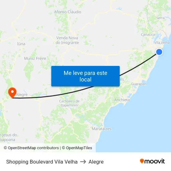 Shopping Boulevard Vila Velha to Alegre map